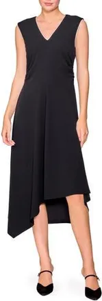 Melloday Side Ruched Asymmetric Dress in Black at Nordstrom Rack, Size X-Large
