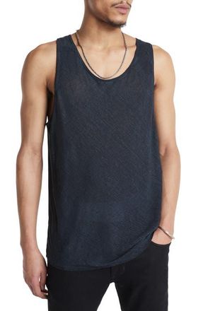 John Varvatos Broome Slim Fit Linen Tank in Seal Grey at Nordstrom, Size X-Large