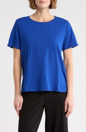 Eileen Fisher Crewneck Short Sleeve Organic Cotton T-Shirt in Lapis at Nordstrom Rack, Size Xx-Small