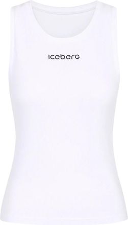 Iceberg Geribbelde Stretch Katoen Jersey Tanktop - Dames - Tops zonder mouwen - Wit - M - Katoen - Tops