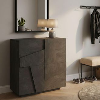 Dmora Dmora - Zapatero Dfogl, Mueble Multiusos Con 2 Puertas, Zapatero De Entrada, 100% Made In Italy, Cm 81x38h86, Pizarra Con Detalle