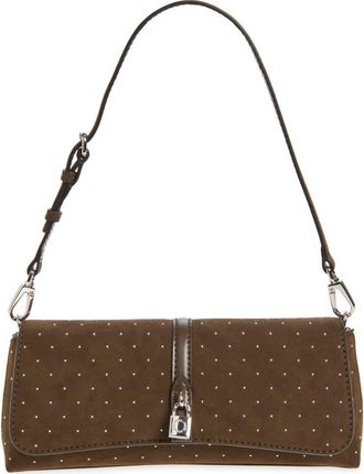 Stella McCartney Ryder Studded Faux Suede Shoulder Bag in Moka at Nordstrom