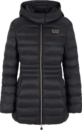 Emporio Armani Zwarte hoodie met Rosagold-logo - Dames - Winterjassen - Zwart - 3XL - Jassen