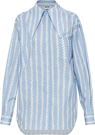 Moschino Losvallend shirt met zak - Dames - Overhemden - Blauw - XS - Katoen - Overhemden