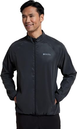 Mountain Warehouse 360 Reflective Mens Jacket - Water Resistant, Breathable, Front Pockets, Full Zip Rain Coat - Best for Spring Summer, Cycling & Running Jet Black 4XL