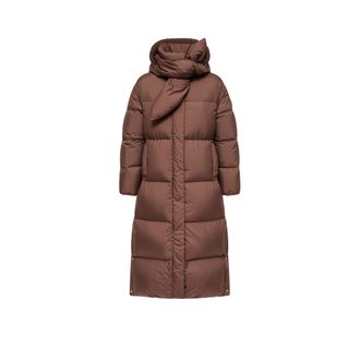 Moncler Moncler Ornement Hooded Long Down Jacket, Women, Brown, Size: 00