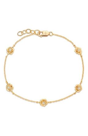 Made by Mary Cubic Zirconia Birthstone Flower Station Bracelet in Gold September at Nordstrom, Size 6
