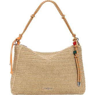 Desigual Large Raffia Shoulder Bag in Dark Beige at Nordstrom