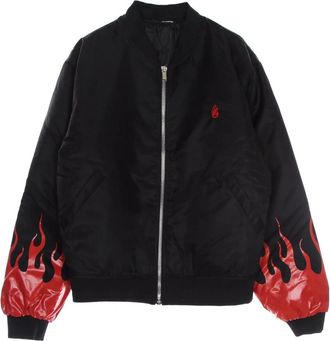 Vision Of Super Zwart/Rode Flames Bomberjas - Heren - Winterjassen - Zwart - XL - Jassen