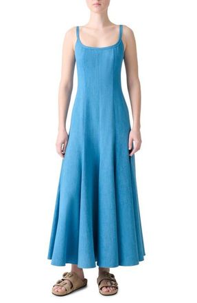 Akris Denim Maxi Dress in Ice/Creme at Nordstrom, Size 12