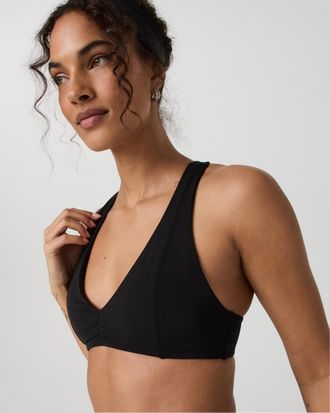 Vuori Clothing AllTheFeels Shirred Bra | Black | XS, Size Extra Small