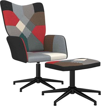vidaXL Silla De Relax Con Taburete Tela Patchwork Vidaxl