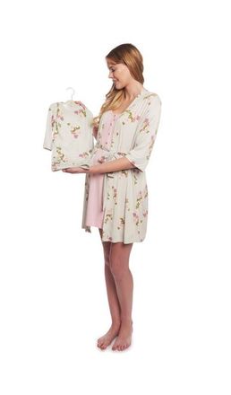 Everly Grey Carolyn During & After 4-Piece Maternity/Nursing Sleep Set for Mom & Baby in Peony at Nordstrom, Size X-Large