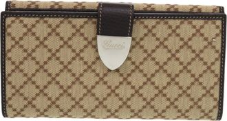 Gucci Diamante Brown Canvas Coin Purse/Coin Case (Pre-Owned)