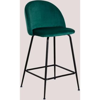 Sklum Pack De 2 Taburetes Altos En Terciopelo Kana Design Sklum Verde Jungla Negro