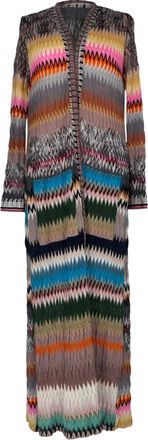 Missoni Chevron Knitted Long Cardigan in Multicolor Viscose