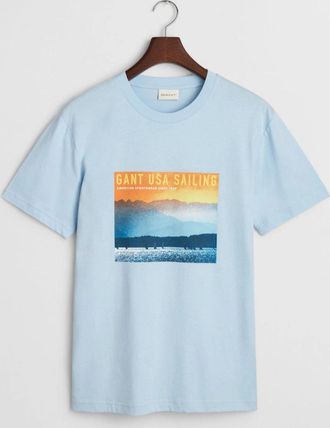 GANT Mens GANT Placed Graphic T-Shirt, Fresh Blue - Size: 38