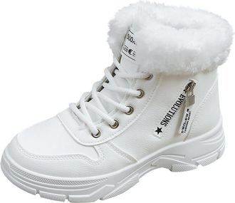 Generic Yolimok Snow Boots Women Winter Walking Boots Cotton Warm Faux Fur Lined Snow Shoes Ankle Booties Mid Calf Lace up Suede Womens Shoes Ladies Booties C