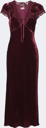 Rixo Abito midi Amari in velluto con pizzo