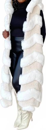 Azalea Wang Im The Prize Faux Fur Maxi Vest In Ivory