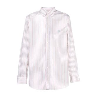 Etro Etro, Casual Shirts, male, White, Size: 3XL Embroidered Logo Striped Shirt