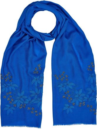 Janavi Womens Delicate Flower Scarf In Royal Blue