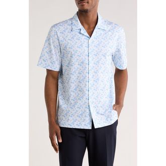Bugatchi Print Camp Shirt in Sky at Nordstrom Rack, Size Xxx-Large