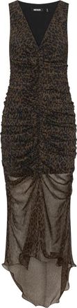 Rotate Midi Jurken - Dames - Casual kleedjes - Bruin - XS - Polyester - Kleedjes