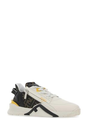 Fendi Mens Multicolor Leather And Fabric Flow Sneakers F1hgr Vit+pa