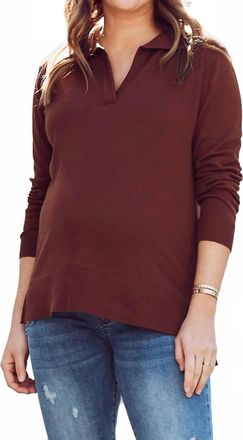 Angel Maternity Jolie Maternity Knit Polo In Brown