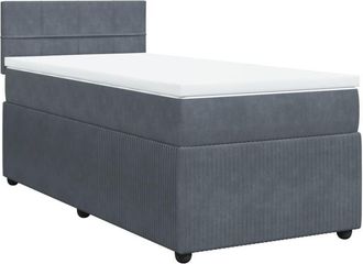 vidaXL Cama Box Spring Con Colch&oacute;n Terciopelo Gris Oscuro 90x200 Cm Vidaxl