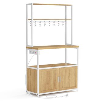 Vasagle Estanter&iacute;a de cocina con ganchos para cocina de color dorado y blanco