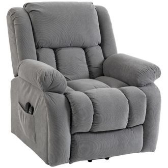 HOMCOM Homcom Poltrona Alzapersona Elettrica Reclinabile Massaggiante, Grigio Chiaro