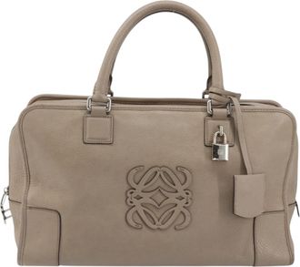 Loewe Amazona Bag Leather Gray Leather Handbag (Pre-Owned)