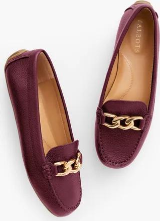 Talbots Everson Leather Chain Driving Moccasins Shoes - Rich Burgundy - 10 1/2 M Talbots
