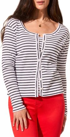 Tribal Wear 2 Ways Crew Neck Button Down Cardigan In Nautical Stripe