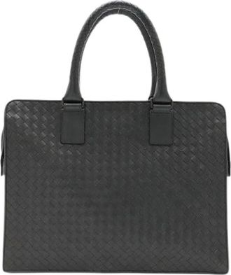 Bottega Veneta Pre-owned Intrecciato Leren Aktetas - Dames - Vintage Handtas - Zwart - ONE Size - Leer - Vintage