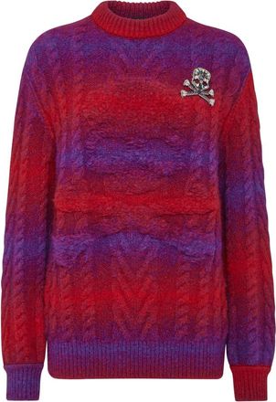Philipp Plein Wool Knit Pullover Round Neck LS Skull&Bones - Dames - Ronde hals truien - Veelkleurig - L - Truien & Vesten