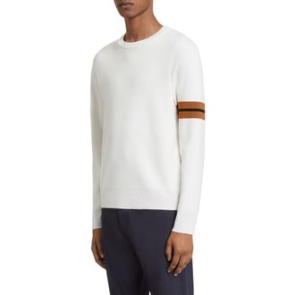Ermenegildo Zegna Signifier High Performance Stripe Wool Sweater in White at Nordstrom, Size 40 Us