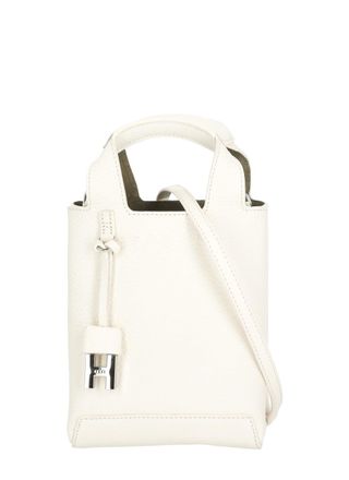 Hogan Compact Mini Bag in White Pebbled Leather with Metallic Charm