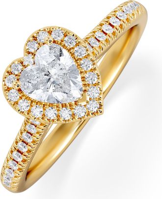 The Diamond Store Lumia Heart Cut Lab Diamond Halo Ring 0.70ct F/VS in 9K Gold
