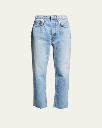 Re/Done High-Rise Stovepipe Jeans with Raw-Edge Hem
