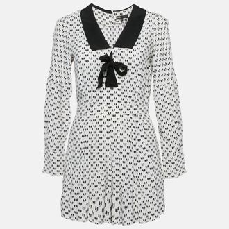 Maje White Istel Print Crepe Tie Neck Jumpsuit