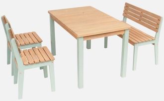 Sweeek Set tavolo da giardino per bambini in legno, 4 sedie