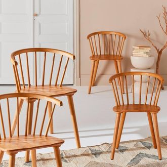 Sweeek Set Of 4 Wooden & Plywood Chairs in Light Brown