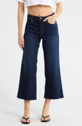 Vigoss Dylan Raw Hem Crop Wide Leg Jeans in Dark Wash at Nordstrom Rack, Size 27
