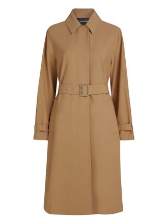 Karl Lagerfeld pleated belted trench coat - women - Polyester/Viscose - 46 - Neutrals