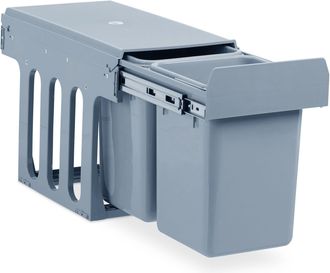Relaxdays Relaxdays - Contenedor De Reciclaje Para Cocina, Deslizable, 2 Cubos De 8l, Empotrable, Pl&aacute;stico, 35,5 X 25 X 47 Cm, Gris