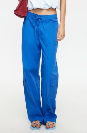Lioness Venice Cotton Cargo Pants in Cobalt at Nordstrom, Size X-Small