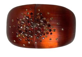Alexis Bittar Starburst Amber Lucite Hinged Cuff